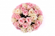 Букет 25 роз, бело-розовый микс