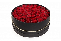 Букет 55 роз Ред Париж в шляпной коробке
