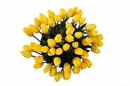 Букет 51 тюльпан в черной шляпной коробке, желтые