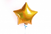 Воздушный шар "Золотая звезда" голографический, фольга