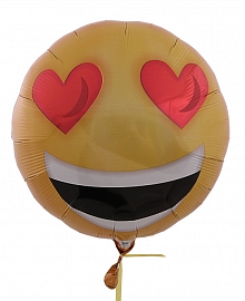 Воздушный шар "Влюбленный смайлик", фольга