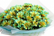Букет 11 кустовых хризантем (двухцветные бирюзовые)