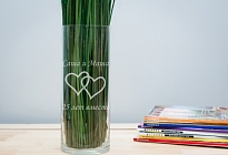 Именная ваза с гравировкой "Сердца"