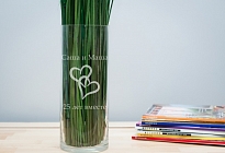 Именная ваза с гравировкой "Сердца 2"