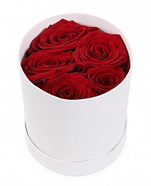Букет 5 роз в шляпной коробке