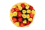 Букет 25 роз, желто-оранжевый микс